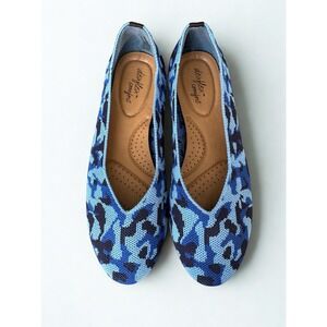 Dexflex comfort flats‎ Retro Y2K Women Blue Print Knit Shoes Size 8